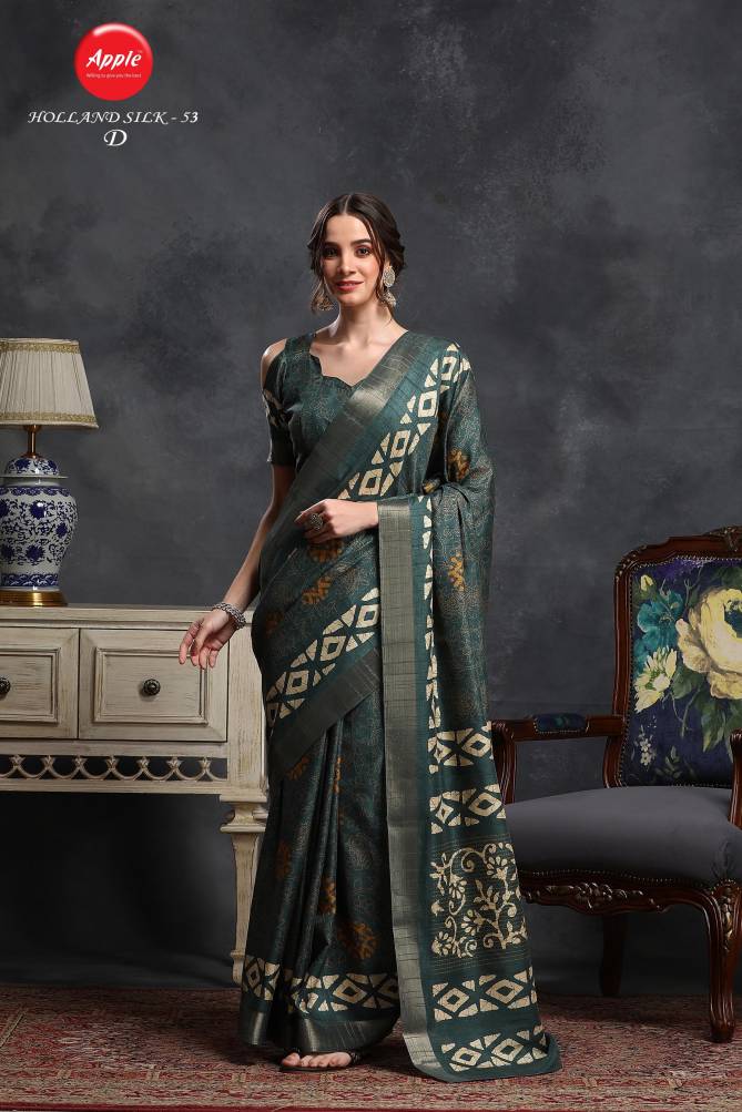 Holland 53 By Apple Silk Blend Printed Sarees Wholesale Clothing Suppliers In India
